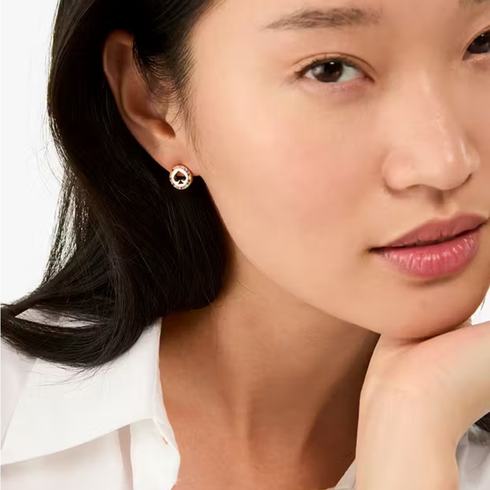 KATE SPADE Spot The Spade Pave Halo Earrings - Picture 3 of 5